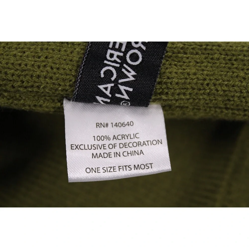 Rhode Island Embroidered Tan/Green Stripe Beanie Unisex 100% Acrylic One Size‎